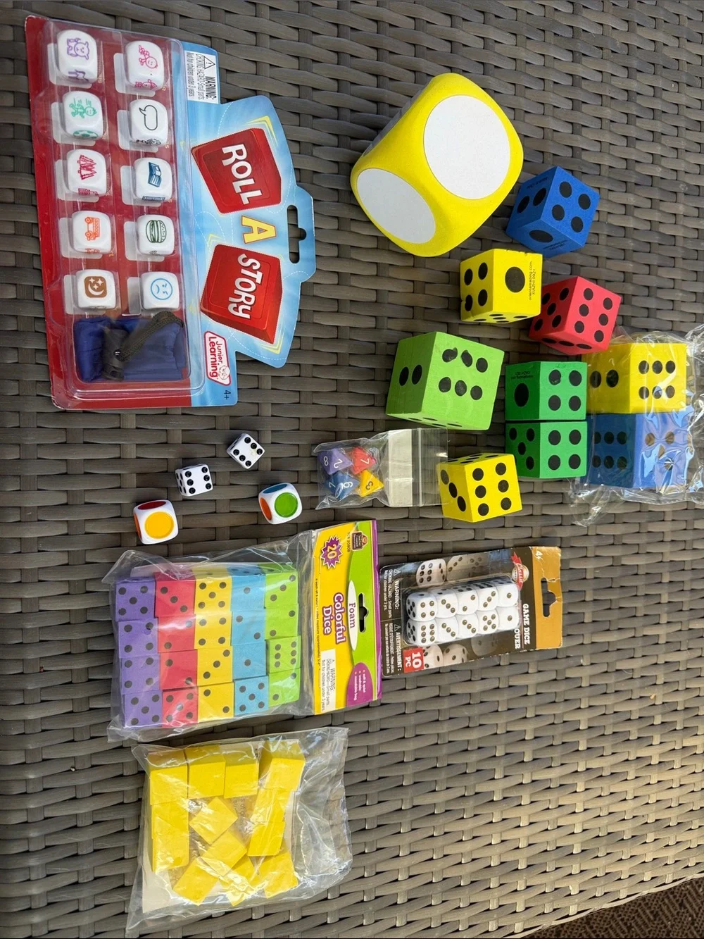 Colorful Foam Dice and Kids Game Set - Yellow, Green, Blue, Red